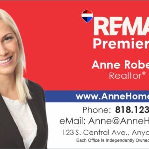 White, blue and red Stripes RE/MAX Business Card with photo