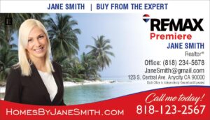 remax business card with sea island background