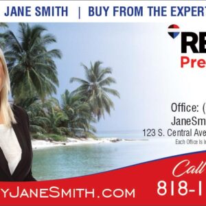 remax business card with sea island background