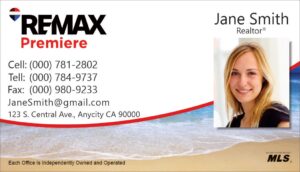 remax business card with seashore background