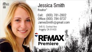 remax large photo business card with black and white background