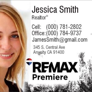 remax large photo business card with black and white background
