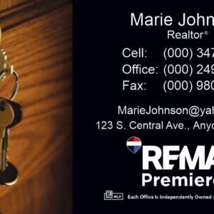remax no photo black business card with door lock and key background