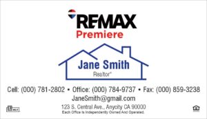 remax no photo business card with a house shape in the middle