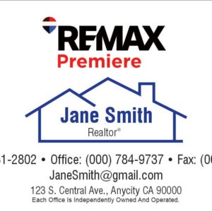 remax no photo business card with a house shape in the middle