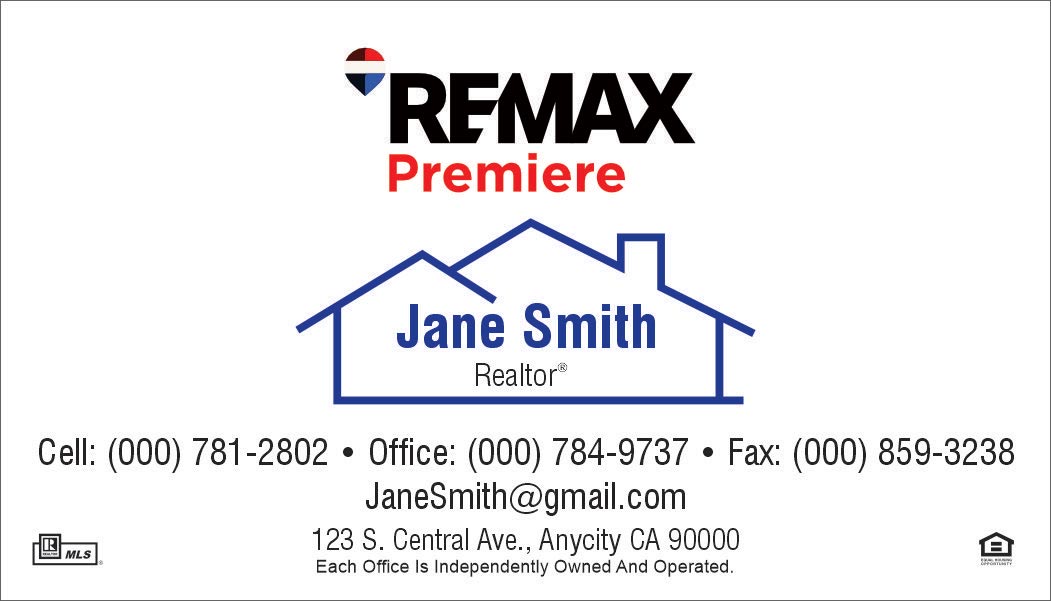 remax no photo business card with a house shape in the middle