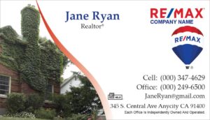 remax no photo business card with plant covered house background