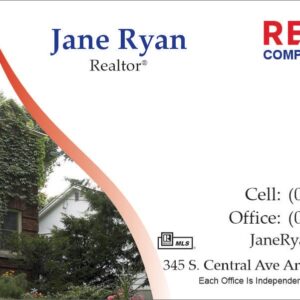 remax no photo business card with plant covered house background