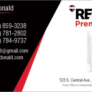 remax small photo business card half black half white background