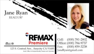 remax small photo business card with black and white background