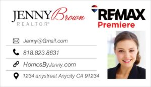simple white remax business card with small photo