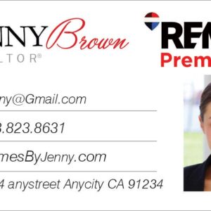 simple white remax business card with small photo
